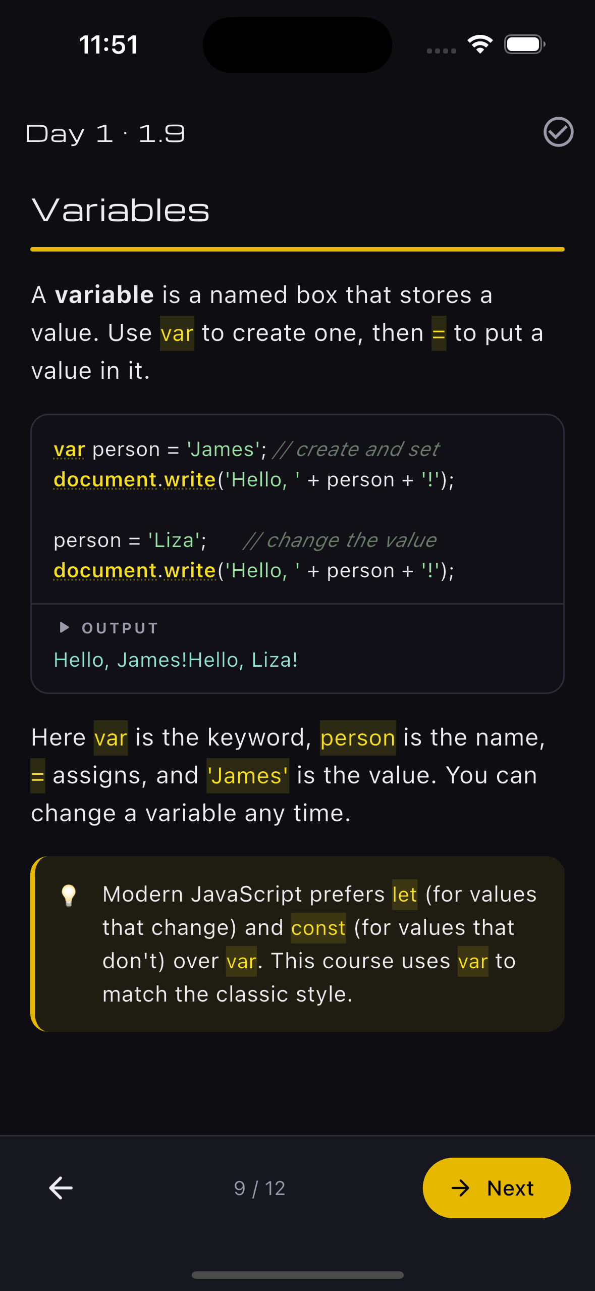 JavaScript in 5 Days — een les met code